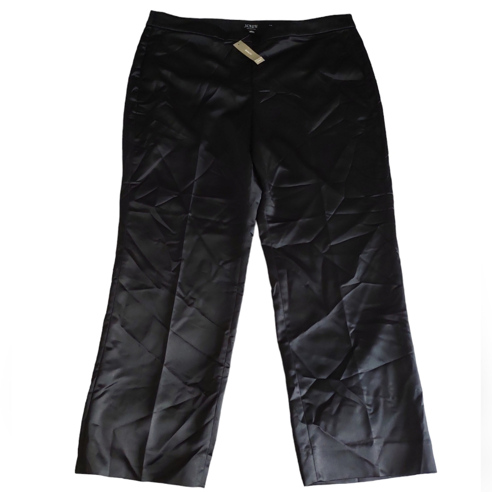 NWT J. Crew Collection 18 Kate Full Length Straight Leg Structured Satin Pant